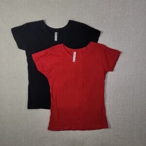 TRUE ROCK Women Short Sleeve Tee - Red & Black